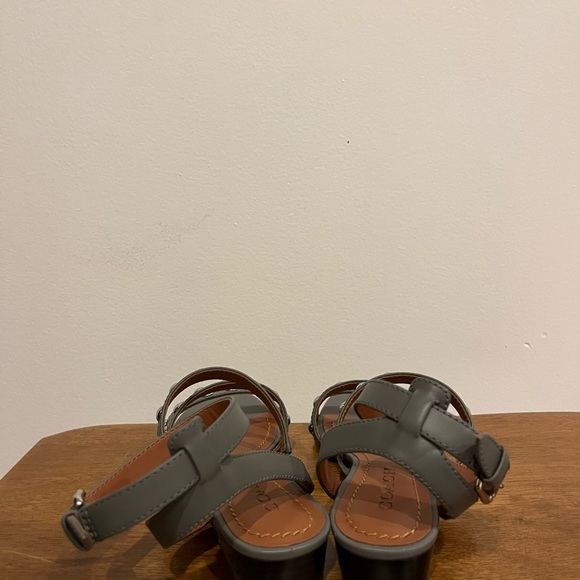Coach grey studded ankle strap sandal, low wedge heal. Never worn - size 6 - Picture 4 of 5